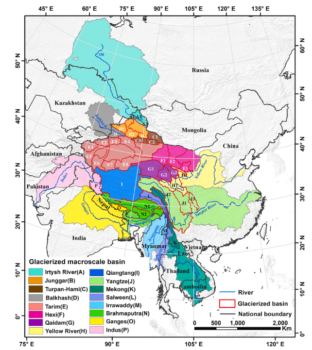 中国及其周边地区冰川作用流域边界数据集（1950-2020）